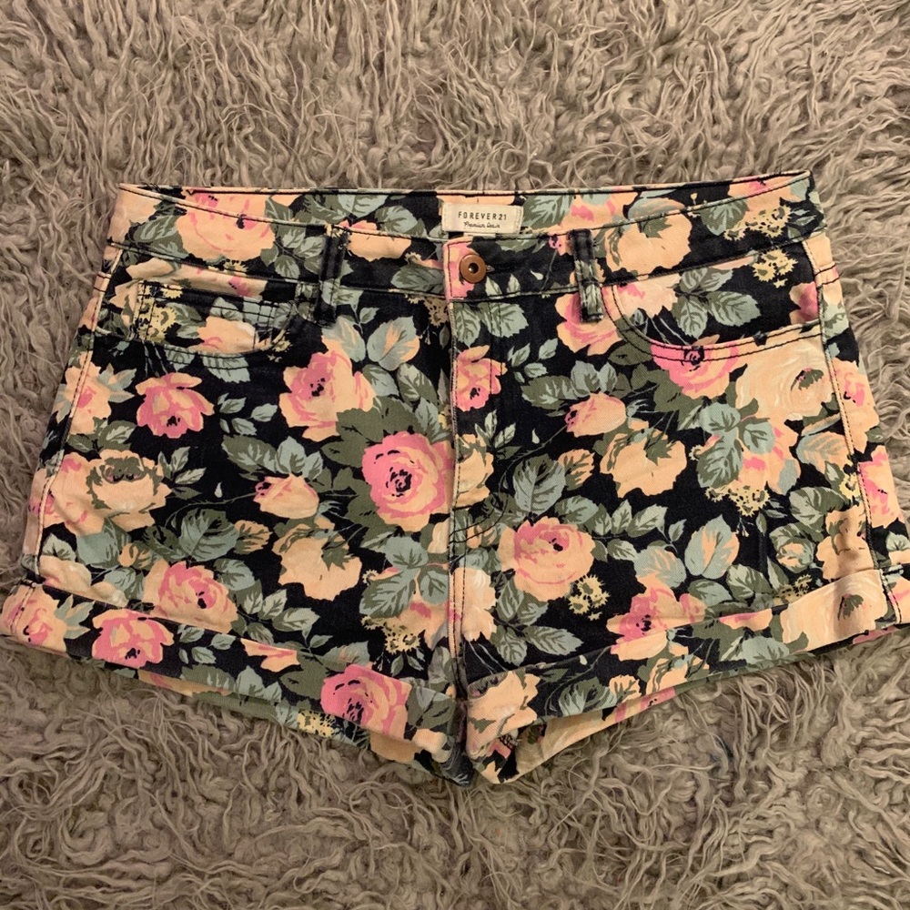 Floral high rise shorts